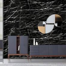 1 Roll Marble Contact Paper, Peel And Stick Wallpaper For Kitchen Cabinets, Countertops, Walls, 15.74 Inches X 393.7 Inches - Black - View 4