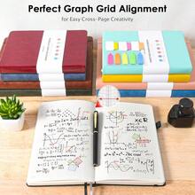 Graph Paper Notebook, 312 NFUmberssed Pages Large A5 Hardcover Leather Journal, 100gsm No Bleed Grid Paper Notebook With Index Pages, Grid Notebook For Graphing Notes Math, 5.75\ X 8.38\, Black - Black - View 6