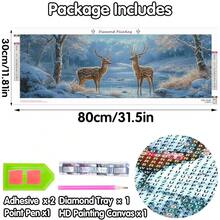 Yomiie 2 Pack Large Diamond Art Kits For Adults, Deers & Horses Diamond Painting Art Animals DIY Full Round Drill Kits, Rhinestone Diamond Crystal Craft Canvas Home Wall Decor 31.5x11.81 Inch - 鹿與馬 - 查看 3