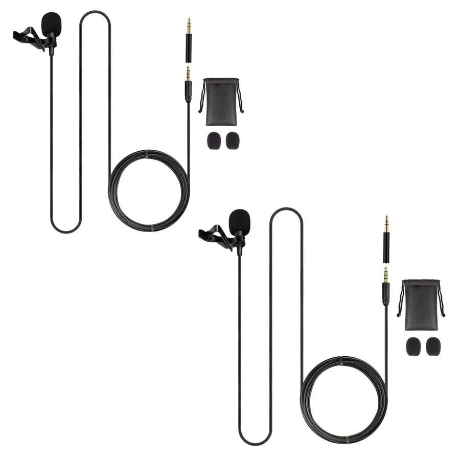 5 Core Microphone 2Pcs Lavalier Mic Wearable Omnidirectional Condenser 3.5mm Body Microfono - màu đen - Xem 1