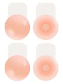 5 Pairs Nipple Covers, Invisible Silicone Bra Petals, Backless, Strapless, Reusable Breast Lift Tape For Dresses, Weddings, Parties - Beige - View 9