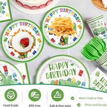 24pcs Garbage Truck Paper Plates & Napkins, Disposable Plates, Party Supplies, Cake & Dessert Plates, Tableware Set, Suitable For Birthday Party, Baby Shower, Daily Meals, Holiday Picnic, Garbage Truck Theme Birthday Party, Serves 24 Guests, Green - Multicolor - View 6