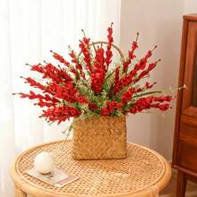 1/3pcs Artificial Winter Jasmine Flower Bouquet - Pastoral Style Faux Floral Arrangement, Wedding Decor Artificial Plant Bouquet & Bridal Handheld Bouquet, Multiple Color Options (Yellow/Red/Pink/White) Home Interior Pastoral Decor Fake Flowers - Multicolor - View 2
