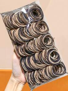 300/100pcs/Set Black Simple Hair Ties Combo, Covering Navy Blue, Light Pink, Gray, Brown And More Colors, Suitable For Girls, Women And Men, High Elasticity Design, Repeated Stretching Won't Deform, Secure Hair Styling. Suitable For Daily Commute, Sports, Fitness Or Casual Gatherings To Easily Create Fashionable And Neat Hairstyles. - Multicolor - View 13