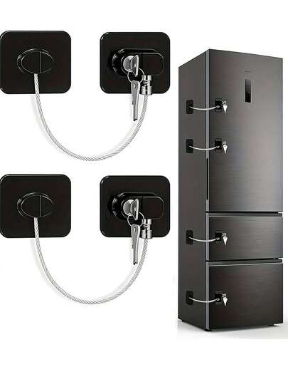 4pcs/2pcs/1pc Set. Includes 1 Set Of Padlock And Keys. Heavy Duty Metal Security Padlock, Window And Refrigerator Lock Set, Home Security Padlock, Fashionable Metal Appearance | Durable | Home Door Lock