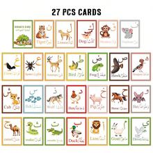 1 Set Bilingual Arabic-English Animals/Number/Fruit Learning Cognitive Flashcards, Arabic Writing And Alphabet Recognition Tool, Interactive Arabic Alphabet Learning Cards With Animals/Number/Fruit Illustrations - Multicolor - View 8