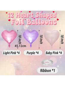 Pink Heart Balloons, 18 Inch Pink Heart Balloons, Large Pearl Pink Heart Shape Mylar Balloons, Pastel Pink Helium Foil Balloons For Boho Girl Birthday Wedding,Baby Shower,Mother's Day - Multicolor - View 2