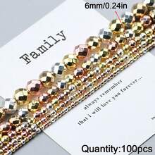 30/50/100/200/300颗水镀圆形切割珠子，钻孔刻面珠子，手工DIY首饰制作材料，手工串珠，赤铁矿，项链散珠 - diy - 查看 10