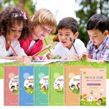 6 Pc Reusable Grooved Writing Practice Copy BooksGroovd Writing Learning Handwriting Practice Kit For Preschool Age 3-8 Calligraphy - Red Pink Green Blue - View 5