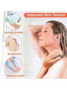 10只装可重复使用的去角质沐浴手套，适用于擦洗、背部按摩、身体去角质，是开学必备的身体清洁用品，也可作为毛巾、浴海绵或沐浴手套使用。 - 彩色 - 查看 4