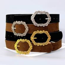 1条女士麂皮腰带，配复古花卉图案搭扣，服装配饰，复古简约风格，适合日常休闲穿着 - 多色 - 查看 2