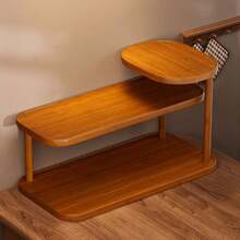 1件装木质多层厨房收纳架，复古风格，大容量餐桌置物架，多功能桌面杯架/酒架，调料收纳架，摆件展示架，实用家居收纳架，适用于厨房、餐厅、客厅、吧台 - 开放式设计 - 彩色 - 查看 3