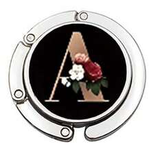 1pc Circular Foldable Bag Hanger, Creative English Letter Design Portable Desk Hook For Purse, Backpack Storage