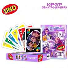 112pcs Kpop Demon Hunters Themed UNO Card Game + 8pcs Double-Sided LOMO Cards, Collectible Anime Character UNO Card Set, Suitable For Family And Friends Game Nights, Ideal Gift For Halloween, Christmas, Birthday Parties, Fun Card Game For Teens And Adults - Multicolor - View 1