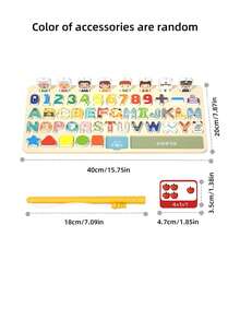 Drewniana układanka Montessori, cyfrowa układanka literowa dla dzieci, dopasowywanie figur geometrycznych, wczesna edukacja, narzędzie edukacyjne dla chłopców i dziewcząt (losowy kolor) - Wielokolorowe - Zobacz 8