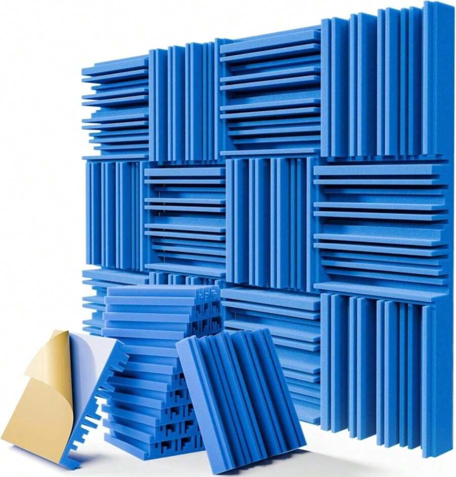 48 Pack Sound Proof Foam Panels,12" X 12" X 2" Self-Adhesive Acoustic Panels With High Density,Decorative Soundproof Wall Panels Sound Absorbing Foam For Wall And Ceiling(Black+Gray) - ColorF - 查看 1