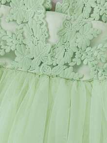 Baby Girl 0-2 Years Old Mint Green Lace Dress Set, Flower Girl Wedding Dress, 1st Birthday Party Tulle Skirt Outfit, Pageant Gown - Green - View 8