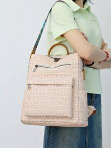Bolso de mano de alta calidad con un solo hombro y diagonal cruzado, estilo chic de viaje para mujeres - Blanco - Ver 2