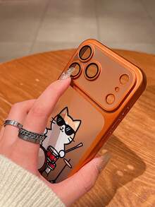 DIY Drumming Cat New Style Instant Change 17 Phone Case, Luxurious High-End Electroplated Matte Texture Lens Film Protective Cover, Compatible With IPhone 17 Pro Max 16 15 14 13 Protective Case, Christmas Gift, New Year Gift, Easter Gift - Orange - View 4