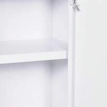Lockable Wall-Mounted Medicine Cabinet With 2 Keys, White Steel, 40 X 15 X 53.5 Cm, For Bathroom And Kitchen - White - View 7