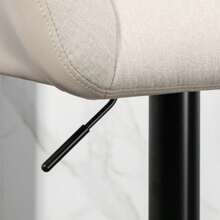 Set Of 2 Bar Stools, Retro Style, Adjustable Height, Linen-Look Faux Leather, Cream And Black - Apricot - View 8