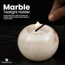 Radicaln Marble Tealight Candle Holder 4" Inch E Onyx Handmade Decorative Votive Candle Holder For Home Decor Elegant Set Of 3  Candle Holders For Living Room - WhiteOnyx - View 3