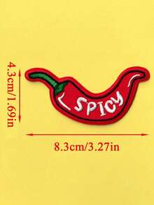 1pc Chili Pepper Embroidery Iron-On Patch, Fun Embroidered Iron-On Patch, Suitable For Clothes, Jeans, Backpacks - Red - View 7