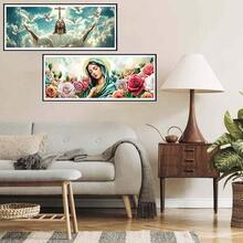2 Pack Large Diamond Art Kits For Adults, Jes 1us & Virgin Mary Diamond Painting Art God DIY Full Round Drill Kits, Rhinestone Diamond Crystal Craft Canvas Home Wall Decor 31.5x11.81 Inch - 耶穌與我們和聖母瑪利亞 - 查看 4