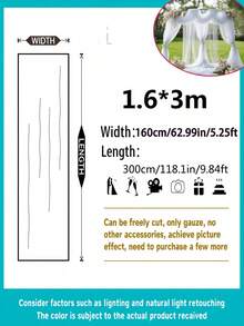 2pcs Sheer Voile Backdrop Curtains, 100% Polyester White Curtain Panels, 160cm X 300cm (5.2ft X 9.8ft), Suitable For Weddings, Birthdays, Anniversaries And Other Celebrations