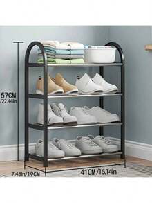 Multi-Tier Sturdy Tabletop Shoe Rack, Home Use, Minimalist Entryway Shoe Cabinet, Multifunctional Dorm Shoe Rack, Minimalist Design - Black - View 4