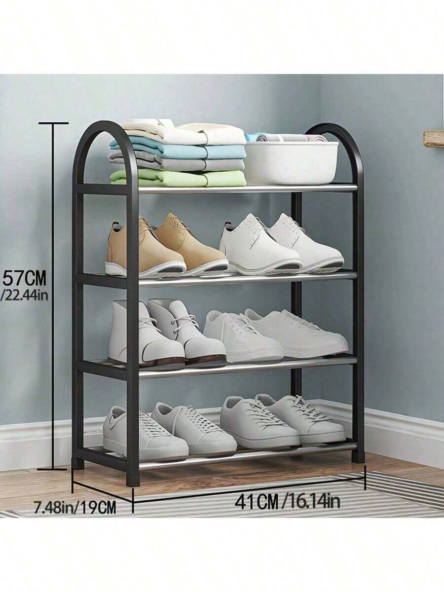 Multi-Tier Sturdy Tabletop Shoe Rack, Home Use, Minimalist Entryway Shoe Cabinet, Multifunctional Dorm Shoe Rack, Minimalist Design - Black - View 1