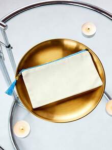 1/5/10/20pcs Elegant Portable Beige Canvas Jewelry Organizer Pouch With Colorful Tassel Decor (2 Styles, 10 Colors Available), Boho Style Tassel Makeup Bag, Reusable Canvas Zipper Pouch For Daily Use, Shopping, Travel, Gym - Beige - View 29