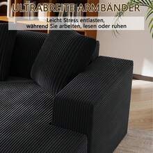 Sofas & Couches - Black + Corduroy + Foam + 3 Seat - View 3