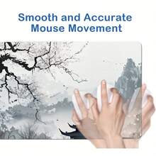 1 Peça Grande Mousepad para Teclado Gamer, Tapete de Teclado para Laptop, Tapete de Mesa - Grande Tapete de Mesa com Paisagem de Tinta Chinesa - Com Bordas Costuradas com Precisão e Base de Borracha Antiderrapante, Disponível em Vários Tamanhos: 15,7*35,4 Polegadas (40*90 Cm). - Fácil de Limpar e Lavar, Ideal para Casa, Escritório, Local de Trabalho, Sala de Jogos e Dormitórios; - A - Visão 4