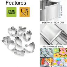 8 piezas/10 piezas Mini moldes para galletas de Pascua, moldes de acero inoxidable para hornear, un set incluye formas de huevos grandes, conejos, mariposas, zanahorias, polluelos, ideal para decoración festiva, moldeado de vegetales y frutas, herramienta de repostería esencial para Pascua, Acción de Gracias, Navidad - Plateado - Ver 4