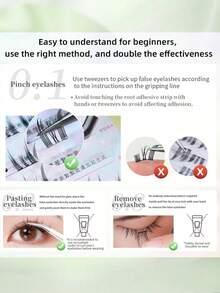 60簇人造貂毛，轻松贴合眼型，分段式设计满足各种DIY需求，单簇假睫毛，手工嫁接，自然逼真，持久耐用，可用于睫毛嫁接服务，适合派对等场合，漫画风格睫毛簇，眼部睫毛簇，独立睫毛，假睫毛 - 黑色 - 查看 5