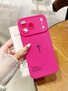 TPU材质时尚宗教诗篇46:5十字架设计手机壳，玫瑰红镜头保护壳，兼容 13/14/15/16系列（包括16 Plus/16 Pro Max）和17 Pro Max以及其他手机，S25 Ultra，Galaxy，时尚保护套，基督教主题生日/节日礼物（送给男友/女友），复活节周年纪念日礼物，国际版，非国内版 - 玫紅色 - 查看 2