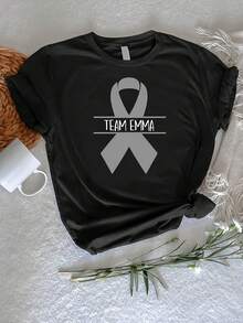 Custom Brain Cancer Team Shirt, Personalized Brain Cancer Port Shirt, Brain Cancer Shirt, Brain Cancer Matching Tee, Brain Cancer Ribbon Tee - Style 21 - View 1