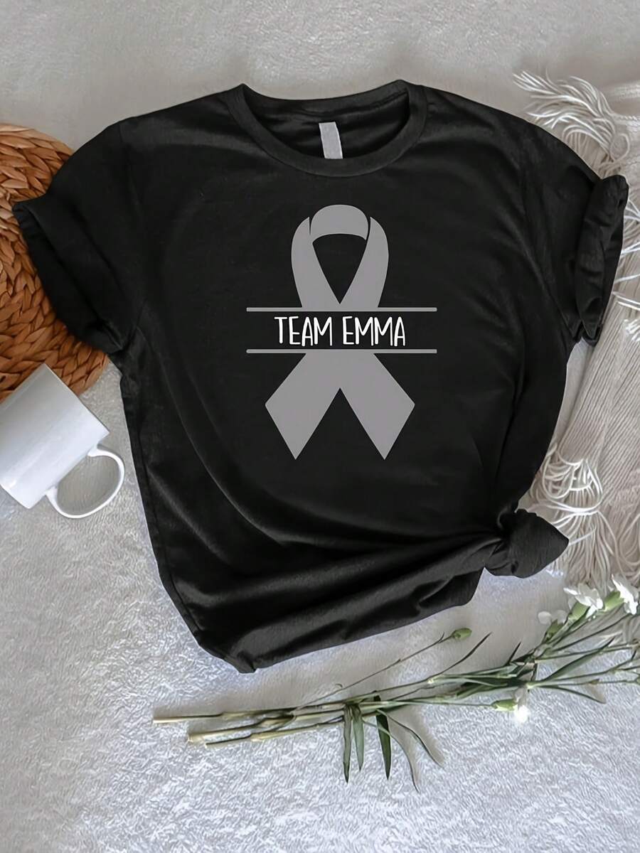 Custom Brain Cancer Team Shirt, Personalized Brain Cancer Port Shirt, Brain Cancer Shirt, Brain Cancer Matching Tee, Brain Cancer Ribbon Tee - Style 21 - View 1