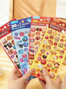 3D卡通浮雕贴纸，可爱动物图案，水晶DIY装饰贴纸，适用于剪贴簿、计划本、日记本、笔记本、笔记本电脑、手机壳等。带有凸起的透明动物图案，是装饰智能手机壳或笔记本的理想选择。 - 彩色 - 查看 1