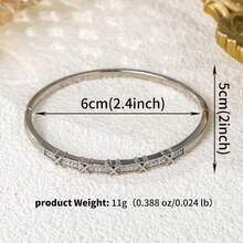 1 pièce Bracelet jonc en cuivre vintage de luxe avec zirconium, ouverture réglable, accessoire polyvalent de style bohème, à porter au quotidien, cadeau d'anniversaire - Multicolore - Voir 2