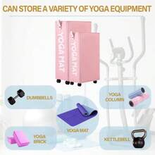 Twira Estantes de almacenamiento para esterilla de yoga estante de almacenamiento para gimnasio en casa para rodillo de espuma correa de yoga y bandas de resistencia equipo de entrenamiento organizador de almacenamiento de esquina con ruedas - Pro 27 - Ver 3