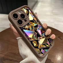 1pcs Luxury Geometric Diamond Pattern Phone Case Suitable For Apple Phone 13 12 11 14 15 16Pro 17 PRO MAX X XSMAX Galaxy S22 S23 S24 S25 Ultra A13 A14 A15 A16 A34 A35 A36 A52 Antidrop Phone Case Shock Proof Vintage Light Luxury Style Stunning Elegant Can Be Given To Friends Can Be Given To A Lover - Brown - View 1
