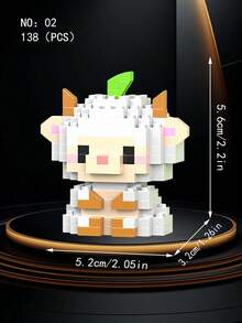 1pc Small Particle Forest Animal Series Building Blocks Toy, Micro Creative Cartoon Animal Model Assembly Toy, Includes Lion, Goat, Chicken, Elephant, Hamster, Penguin, Horse, Crocodile, Rhinoceros, Deer, Bear, Tiger And 12 Styles. Cute Mini Decorative Item, Suitable For Home, Party, Office Decor. Best Birthday Holiday Gift For Friends, Room Decoration. - Multicolor - View 4