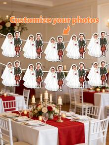 7/14/21pc Customizable Bride & Groom Photo Banner - Personalized Wedding Banner Pulling Flag, Bridal And Groom Decoration - Wedding Background Decoration,Bridal Showers, Anniversaries & Bachelor Parties - Perfect For Indoor & Outdoor Decor, Wedding Decoration | Elegant Photo Banner | Durable Paper Banner, Wedding Decorations - White - View 2