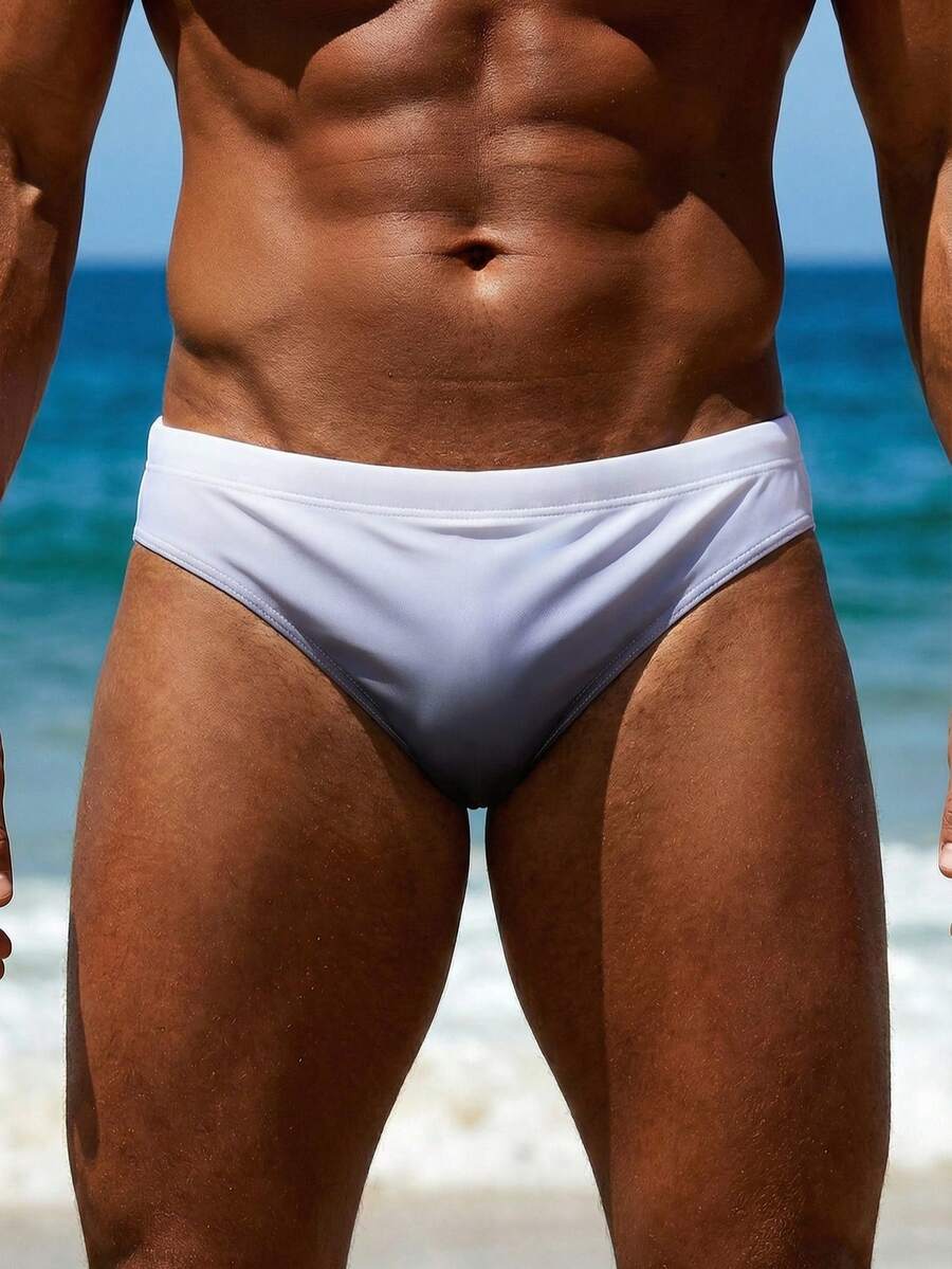 Bañadores de hombre con de degradado gris apagado, de corte slim, alta elasticidad y secado rápido para playa/piscina - Blanco - Ver 1