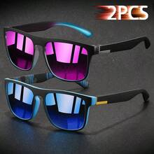 WSZ 2pcs Retro Striped Unisex Sports Glasses, Classic Outdoor Cycling Fishing Driving Beach Glasses, Suitable For Men And Women In Summer - 2PCSF733 - View 8