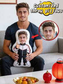 1pc Customized 3D Double-Sided Printed Throw Pillow, Christmas Couple Can Customize Your Face, Body Or Celebrity Photo, Knitted Polyester Fabric, Full Wrap Personalized Portrait, Plush Customized Pillow With Your Pet Photo - Ideal Gift For Animal Lovers, Double-Sided Creative Design, Perfect For Decorating Your Living Room Or Bedroom, Made Of High-Quality Polyester Fiber, Machine Washable. - Multicolor - View 20