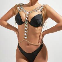 Fashionable Acrylic Chest Chain, Sexy Splice Double Shoulder Chain, Nightclub Beach Gem Body Chain, - Multicolor - View 4
