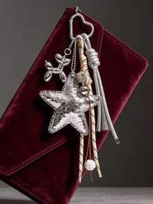 1件Y2K风格银色星星包包配饰，可作钥匙扣挂件、汽车挂件，也可作包包挂件。情人节礼物，时尚配饰，适合青少年女孩、女性、大学生、教师、上班族、职场新人及白领人士。汽车配饰，女士钥匙扣挂件，返校用品，教师节礼物。 - 銀色 - 查看 6